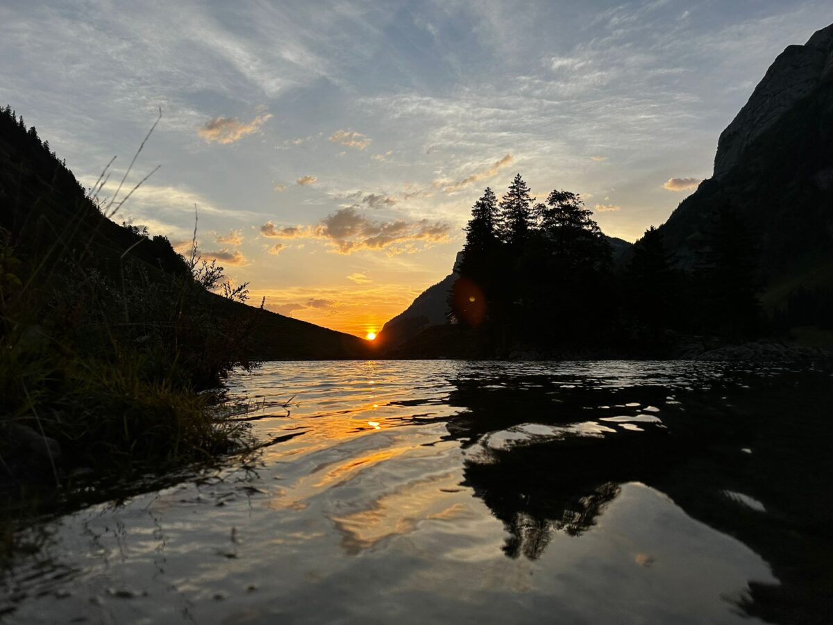 Morgenstimmung am Seealpsee, Berggasthaus Forelle